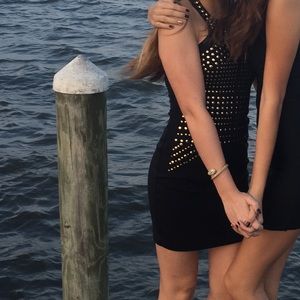 Black with gold and silver detail dress